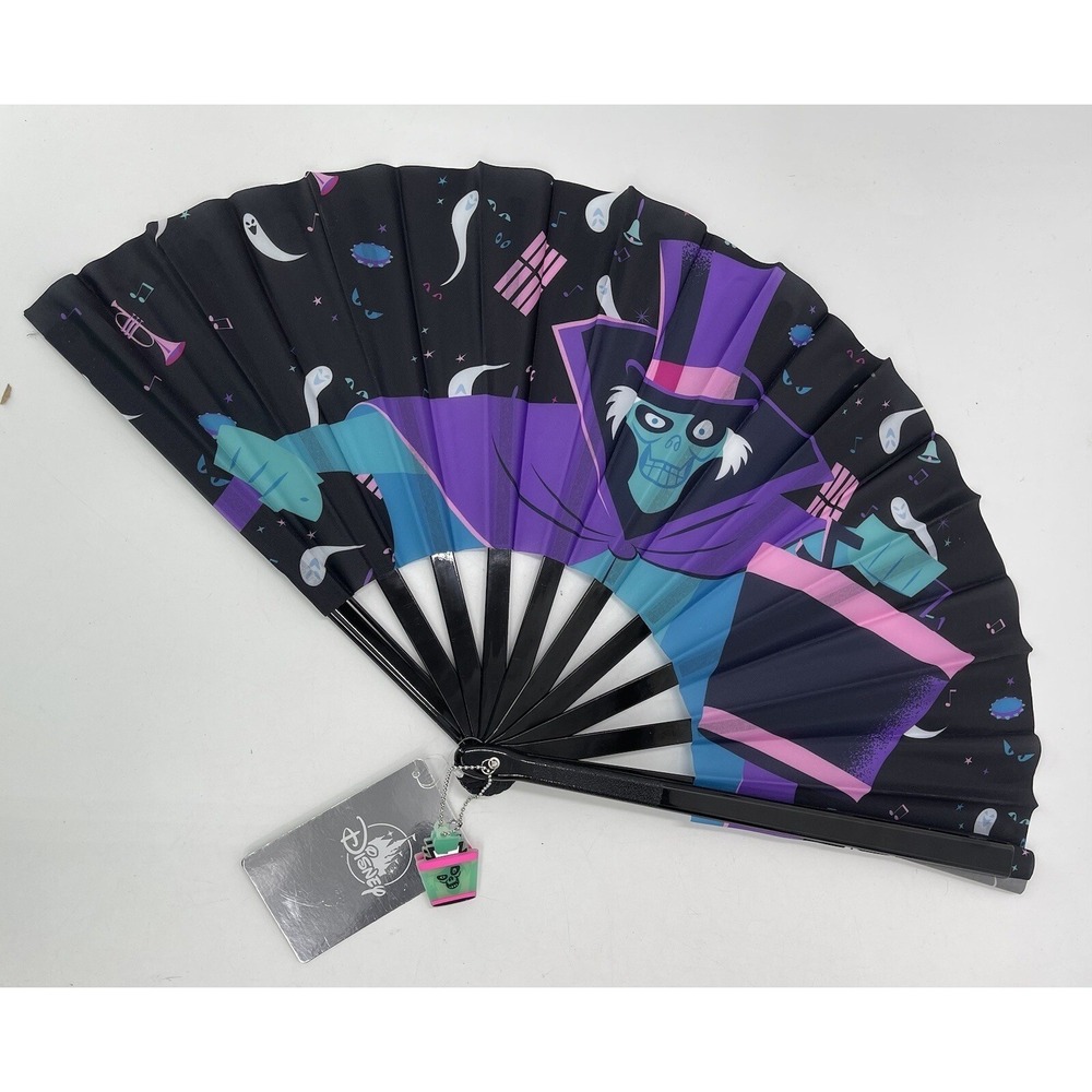 The Haunted Mansion w/ Glow in the Dark Charm Hand Fan 25" Disney Parks WDW NWT‎